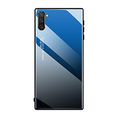 Carcasa Bumper Funda Silicona Espejo Gradiente Arco iris H01 para Samsung Galaxy Note 10 Azul