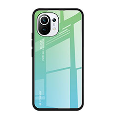 Carcasa Bumper Funda Silicona Espejo Gradiente Arco iris H01 para Xiaomi Mi 11 Lite 4G Verde