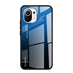 Carcasa Bumper Funda Silicona Espejo Gradiente Arco iris H01 para Xiaomi Mi 11 Lite 5G NE Azul