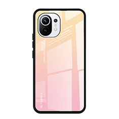 Carcasa Bumper Funda Silicona Espejo Gradiente Arco iris H01 para Xiaomi Mi 11 Lite 5G NE Rosa