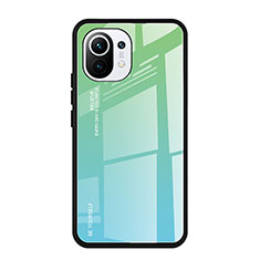 Carcasa Bumper Funda Silicona Espejo Gradiente Arco iris H01 para Xiaomi Mi 11 Lite 5G NE Verde