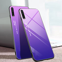 Carcasa Bumper Funda Silicona Espejo Gradiente Arco iris H01 para Xiaomi Mi A3 Morado