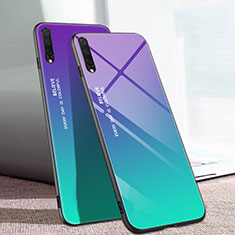 Carcasa Bumper Funda Silicona Espejo Gradiente Arco iris H01 para Xiaomi Mi A3 Verde