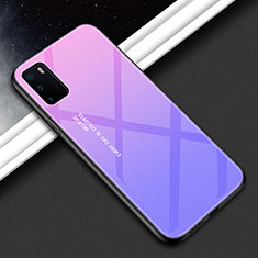 Carcasa Bumper Funda Silicona Espejo Gradiente Arco iris H02 para Huawei Honor V30 Pro 5G Morado