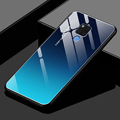 Carcasa Bumper Funda Silicona Espejo Gradiente Arco iris H02 para Huawei Mate 20 X 5G Azul