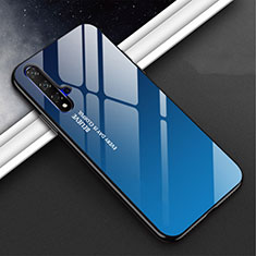 Carcasa Bumper Funda Silicona Espejo Gradiente Arco iris H02 para Huawei Nova 5 Pro Azul