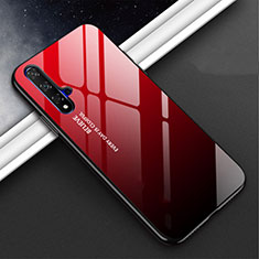 Carcasa Bumper Funda Silicona Espejo Gradiente Arco iris H02 para Huawei Nova 5 Rojo