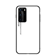 Carcasa Bumper Funda Silicona Espejo Gradiente Arco iris H02 para Huawei P40 Pro Blanco