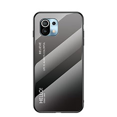 Carcasa Bumper Funda Silicona Espejo Gradiente Arco iris H02 para Xiaomi Mi 11 Lite 5G NE Gris