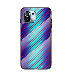 Carcasa Bumper Funda Silicona Espejo Gradiente Arco iris H03 para Xiaomi Mi 11 Lite 4G Azul