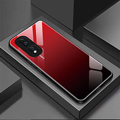 Carcasa Bumper Funda Silicona Espejo Gradiente Arco iris JM1 para Huawei Honor 80 Pro 5G Rojo