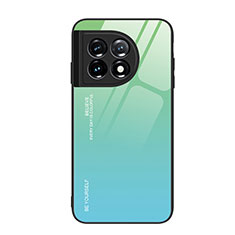 Carcasa Bumper Funda Silicona Espejo Gradiente Arco iris JM1 para OnePlus 11 5G Verde