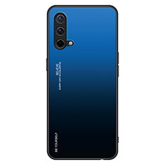 Carcasa Bumper Funda Silicona Espejo Gradiente Arco iris JM1 para OnePlus Nord CE 5G Azul