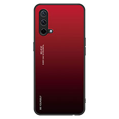 Carcasa Bumper Funda Silicona Espejo Gradiente Arco iris JM1 para OnePlus Nord CE 5G Rojo