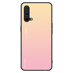 Carcasa Bumper Funda Silicona Espejo Gradiente Arco iris JM1 para OnePlus Nord CE 5G Rosa