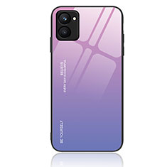 Carcasa Bumper Funda Silicona Espejo Gradiente Arco iris JM1 para Realme C33 (2023) Purpura Claro