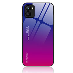 Carcasa Bumper Funda Silicona Espejo Gradiente Arco iris JM1 para Realme C33 (2023) Rosa Roja