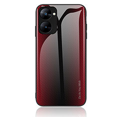 Carcasa Bumper Funda Silicona Espejo Gradiente Arco iris JM1 para Realme V30 5G Rojo