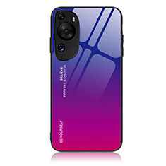 Carcasa Bumper Funda Silicona Espejo Gradiente Arco iris JM2 para Huawei P60 Art Morado