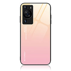 Carcasa Bumper Funda Silicona Espejo Gradiente Arco iris JM2 para Huawei P60 Pro Rosa