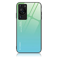 Carcasa Bumper Funda Silicona Espejo Gradiente Arco iris JM2 para Huawei P60 Pro Verde