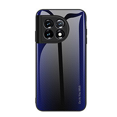 Carcasa Bumper Funda Silicona Espejo Gradiente Arco iris JM2 para OnePlus 11 5G Azul Real