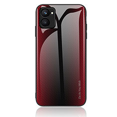 Carcasa Bumper Funda Silicona Espejo Gradiente Arco iris JM2 para Realme C33 (2023) Rojo