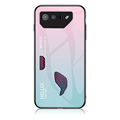 Carcasa Bumper Funda Silicona Espejo Gradiente Arco iris LS1 para Asus ROG Phone 7 Pro Cian