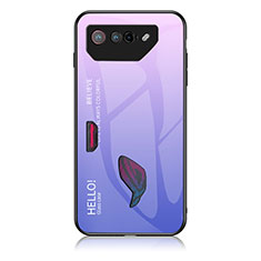 Carcasa Bumper Funda Silicona Espejo Gradiente Arco iris LS1 para Asus ROG Phone 7 Purpura Claro