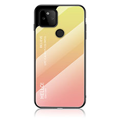 Carcasa Bumper Funda Silicona Espejo Gradiente Arco iris LS1 para Google Pixel 5a 5G Amarillo