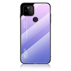 Carcasa Bumper Funda Silicona Espejo Gradiente Arco iris LS1 para Google Pixel 5a 5G Purpura Claro