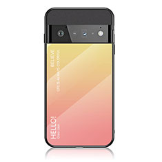 Carcasa Bumper Funda Silicona Espejo Gradiente Arco iris LS1 para Google Pixel 6 Pro 5G Amarillo