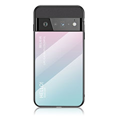 Carcasa Bumper Funda Silicona Espejo Gradiente Arco iris LS1 para Google Pixel 6 Pro 5G Cian