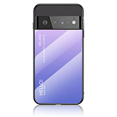 Carcasa Bumper Funda Silicona Espejo Gradiente Arco iris LS1 para Google Pixel 6 Pro 5G Purpura Claro