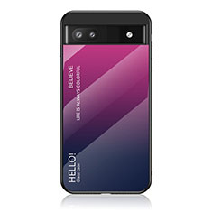 Carcasa Bumper Funda Silicona Espejo Gradiente Arco iris LS1 para Google Pixel 6a 5G Rosa Roja
