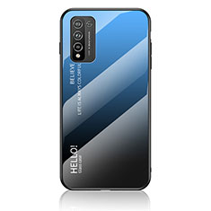 Carcasa Bumper Funda Silicona Espejo Gradiente Arco iris LS1 para Huawei Honor 10X Lite Azul