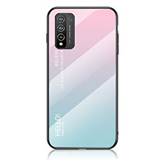 Carcasa Bumper Funda Silicona Espejo Gradiente Arco iris LS1 para Huawei Honor 10X Lite Cian