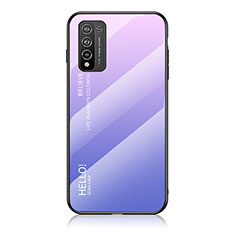 Carcasa Bumper Funda Silicona Espejo Gradiente Arco iris LS1 para Huawei Honor 10X Lite Purpura Claro