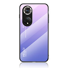 Carcasa Bumper Funda Silicona Espejo Gradiente Arco iris LS1 para Huawei Honor 50 Pro 5G Purpura Claro