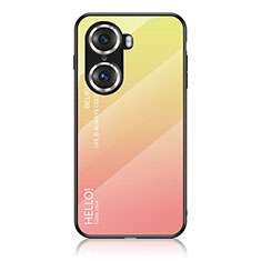 Carcasa Bumper Funda Silicona Espejo Gradiente Arco iris LS1 para Huawei Honor 60 5G Amarillo