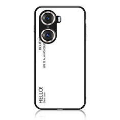 Carcasa Bumper Funda Silicona Espejo Gradiente Arco iris LS1 para Huawei Honor 60 5G Blanco