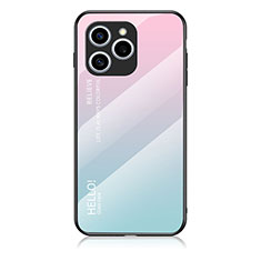 Carcasa Bumper Funda Silicona Espejo Gradiente Arco iris LS1 para Huawei Honor 60 SE 5G Cian