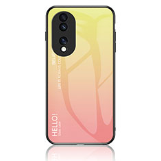 Carcasa Bumper Funda Silicona Espejo Gradiente Arco iris LS1 para Huawei Honor 70 5G Amarillo