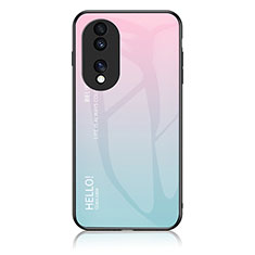 Carcasa Bumper Funda Silicona Espejo Gradiente Arco iris LS1 para Huawei Honor 70 5G Cian