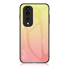 Carcasa Bumper Funda Silicona Espejo Gradiente Arco iris LS1 para Huawei Honor 70 Pro 5G Amarillo