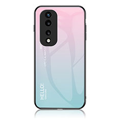 Carcasa Bumper Funda Silicona Espejo Gradiente Arco iris LS1 para Huawei Honor 70 Pro 5G Cian