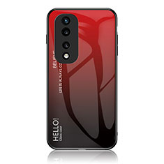 Carcasa Bumper Funda Silicona Espejo Gradiente Arco iris LS1 para Huawei Honor 70 Pro 5G Rojo