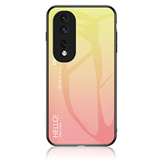 Carcasa Bumper Funda Silicona Espejo Gradiente Arco iris LS1 para Huawei Honor 80 Pro 5G Amarillo