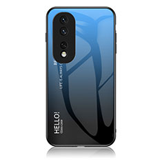 Carcasa Bumper Funda Silicona Espejo Gradiente Arco iris LS1 para Huawei Honor 80 Pro 5G Azul