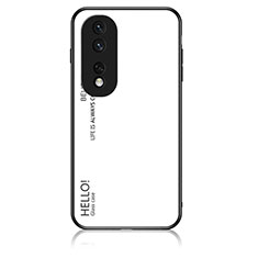 Carcasa Bumper Funda Silicona Espejo Gradiente Arco iris LS1 para Huawei Honor 80 Pro 5G Blanco